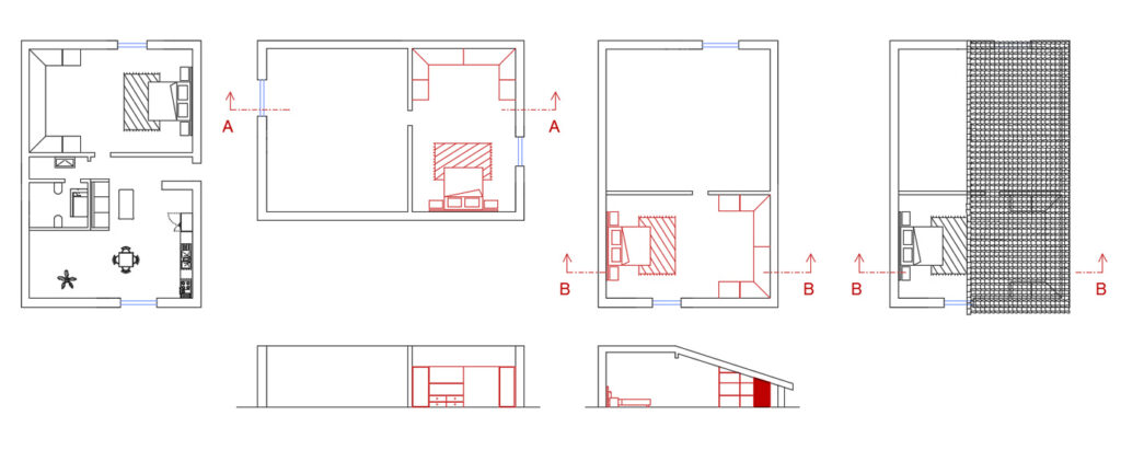 Plan project of attic walk-in closet