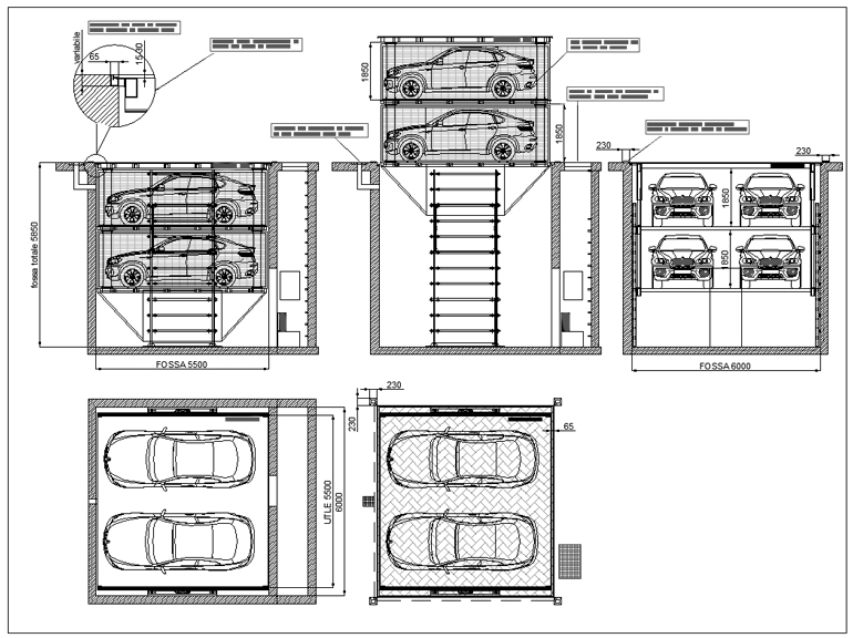 Modello di stallo meccanizzato - Piante e sezioni dwg Archweb