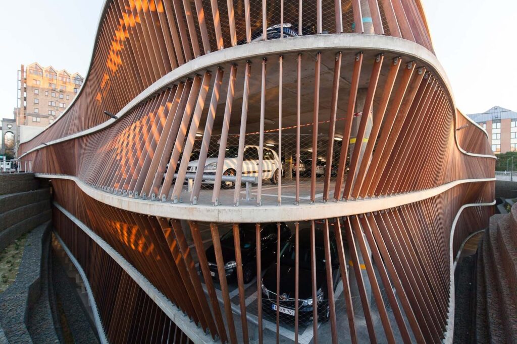 Detail of multi-storey car parks with natural materials