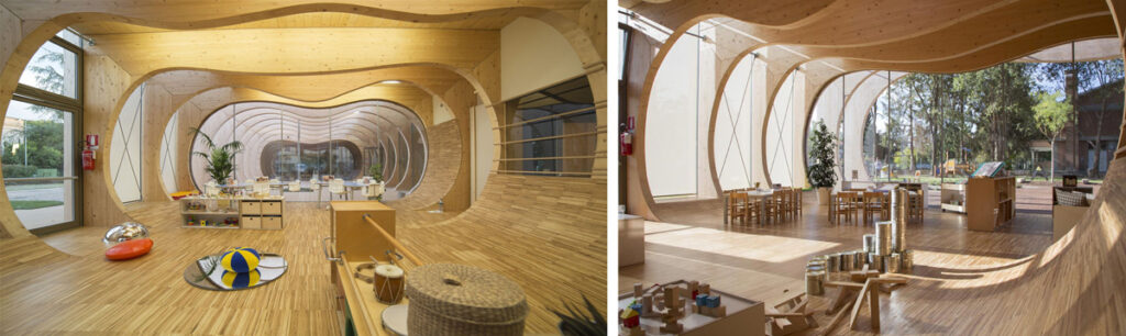 The nursery school project: photos of the interior of the "la balena" kindergarten