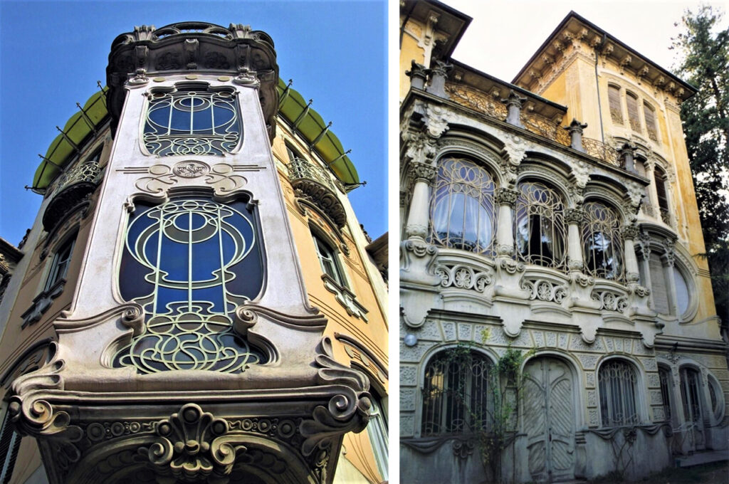 Decorative stained glass: Fenoglio house and Scott villa in Turin