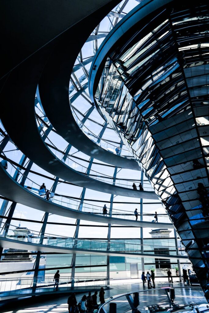 Glass railings of an airport