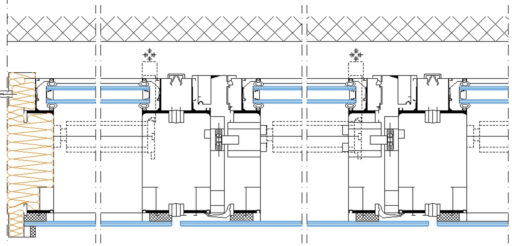 DWG construction detail of a ventilated glass facade