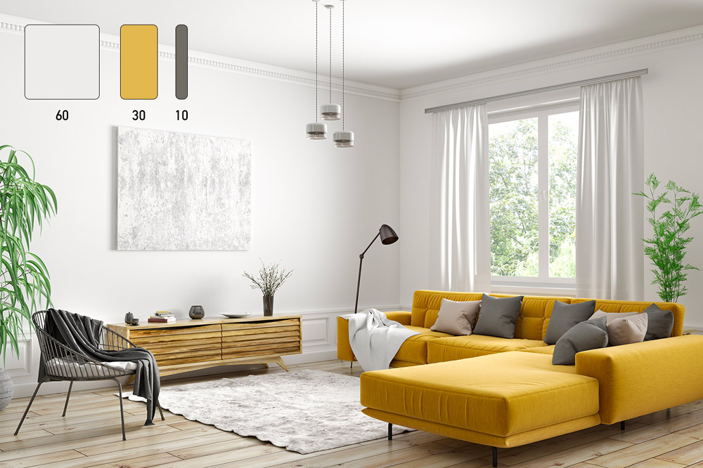 Mustard gray living room furniture photo