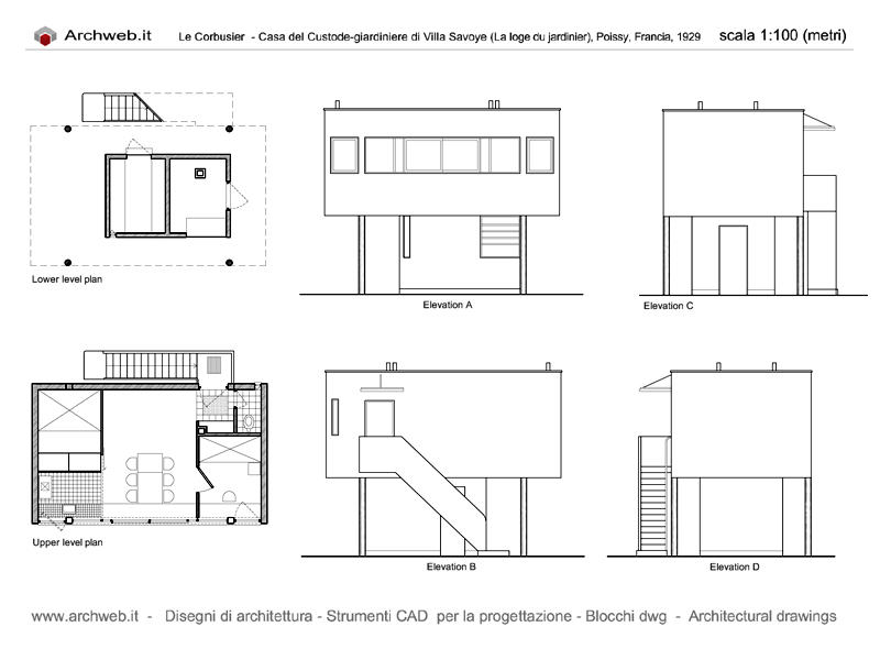 Casa del Giardiniere di villa Savoye dwg