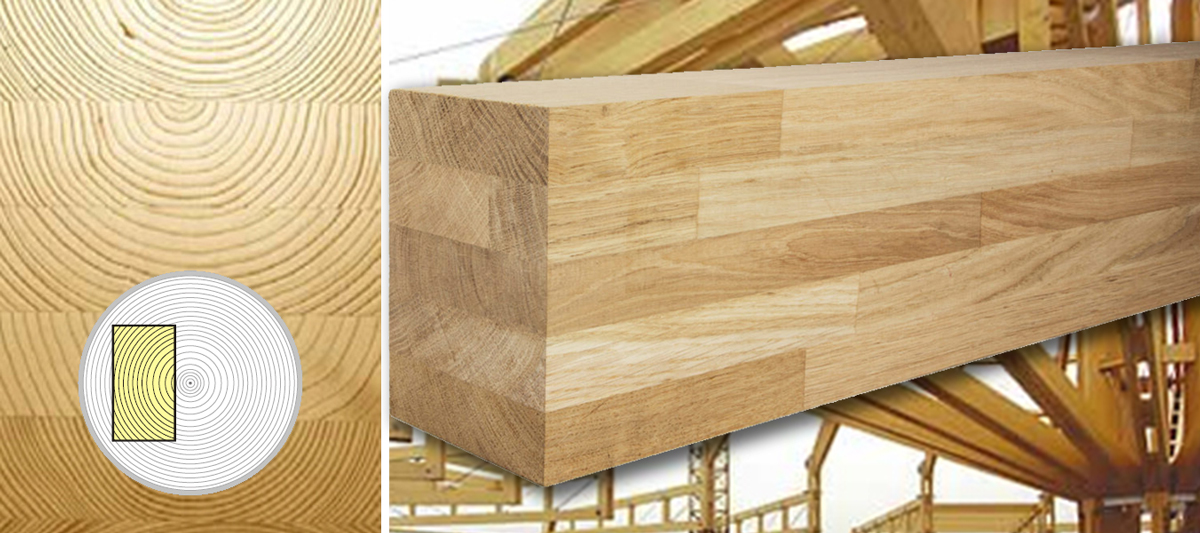 Laminated wood for building constructions