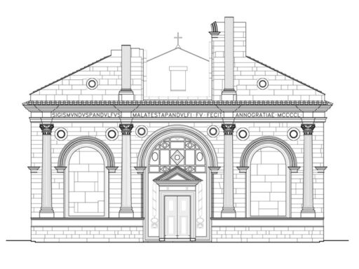 Prospetto del disegno dwg del Tempio Malatestiano a Rimini