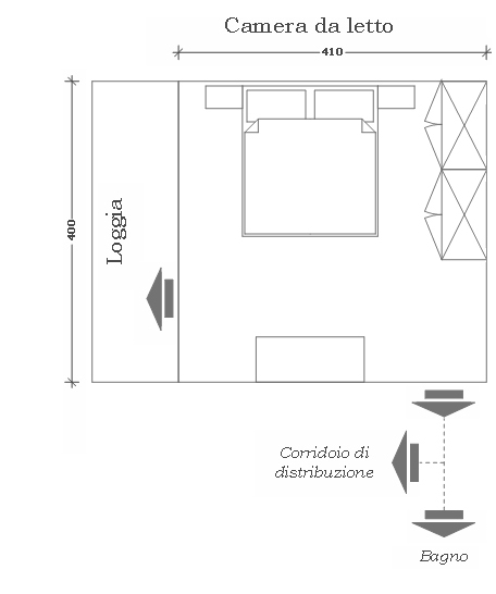 Ambiente della casa: schema distributivo camera da letto