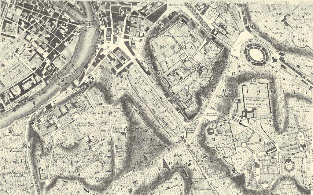 Planimetria di Roma nell'antica carta del Nolli del 1748