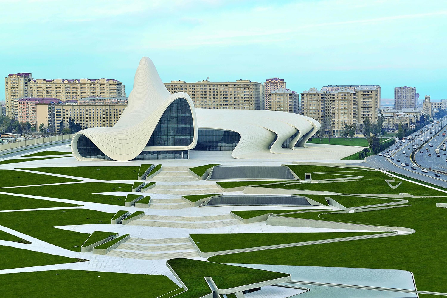 Entertainment building: photo of the Heydar Aliyev Cultural Center, designed by Zaha Hadid