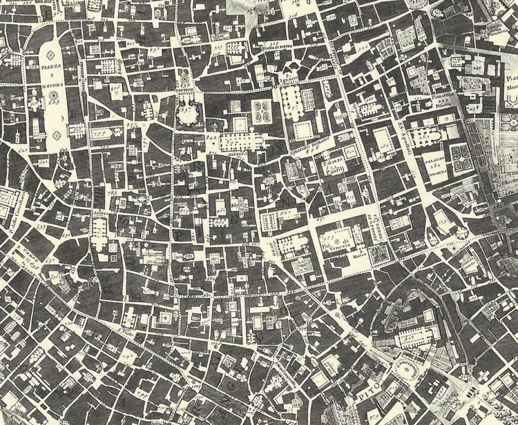Planimetria di Roma del Nolli navona-pantheon 1748