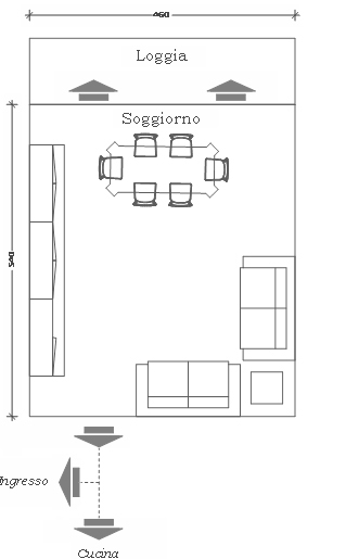 Ambiente della casa: schema distributivo per un soggiorno