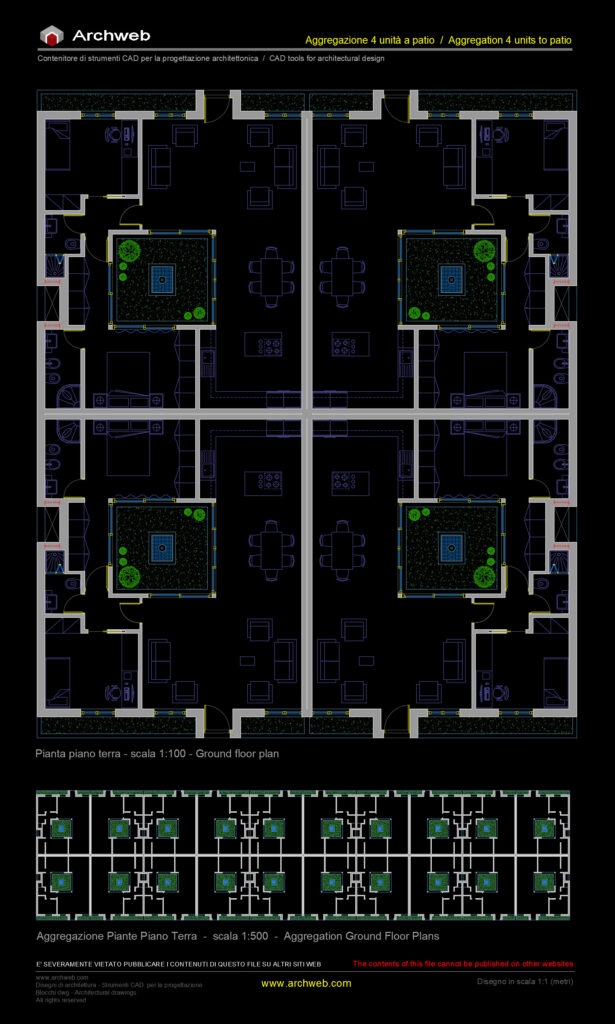 Aggregazione residenze patio 02 CAD