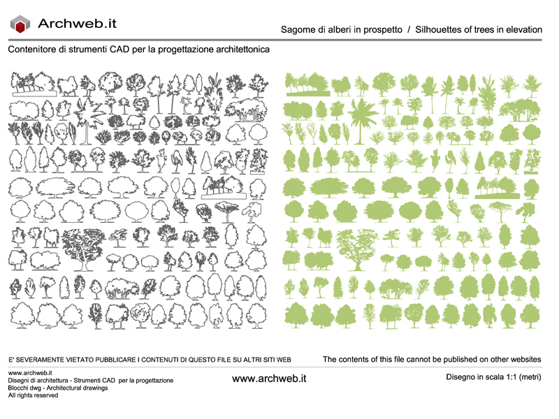 Alberi colorati in prospetto 01 dwg