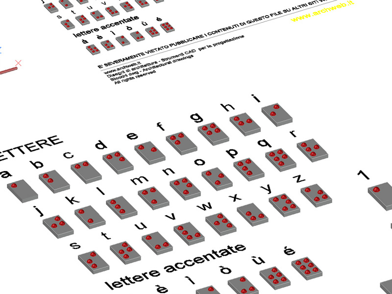 3D Braille alphabet dwg Archweb