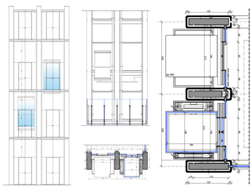 Ascensore panoramico 05 dwg. Disegno di due ascensori panoramici