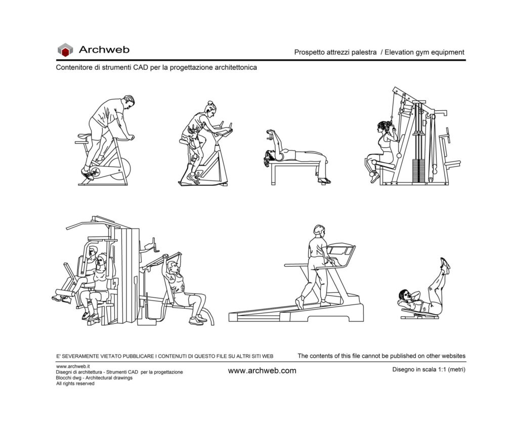 Gym equipment 09 cad block Archweb