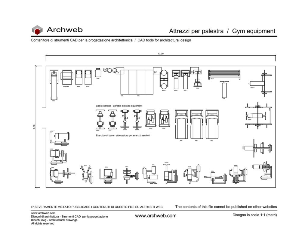 Gym equipment 11 cad block Archweb