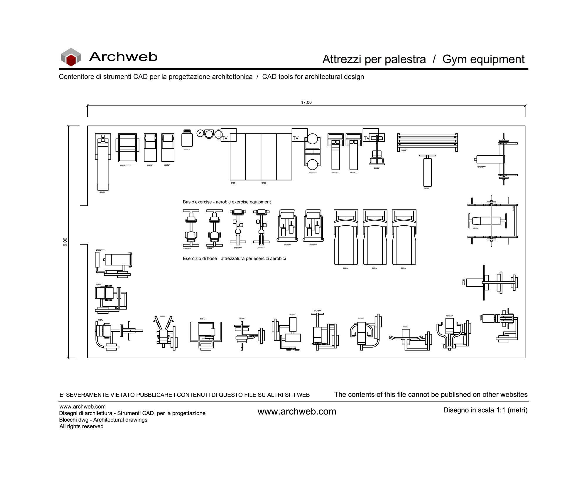 Gym equipment 11 cad block Archweb