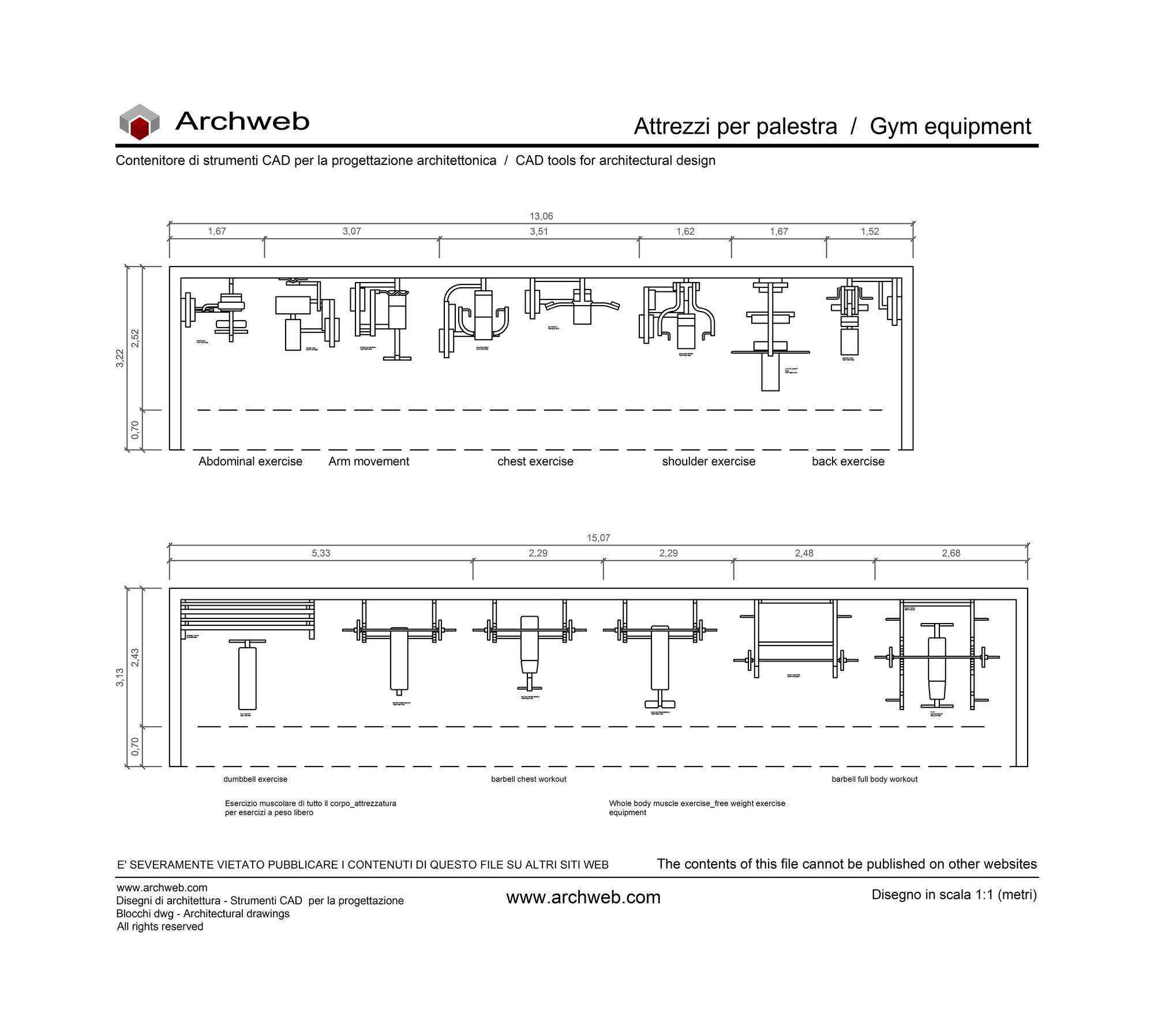 Gym equipment 12 cad block Archweb