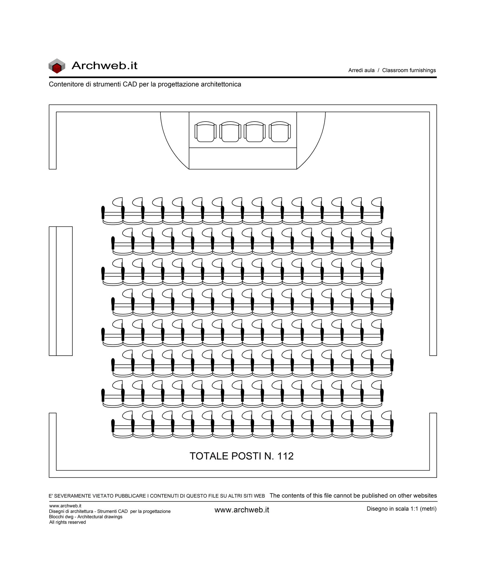Classroom furnishings plan 03 - 1:100 scale dwg drawing - Archweb