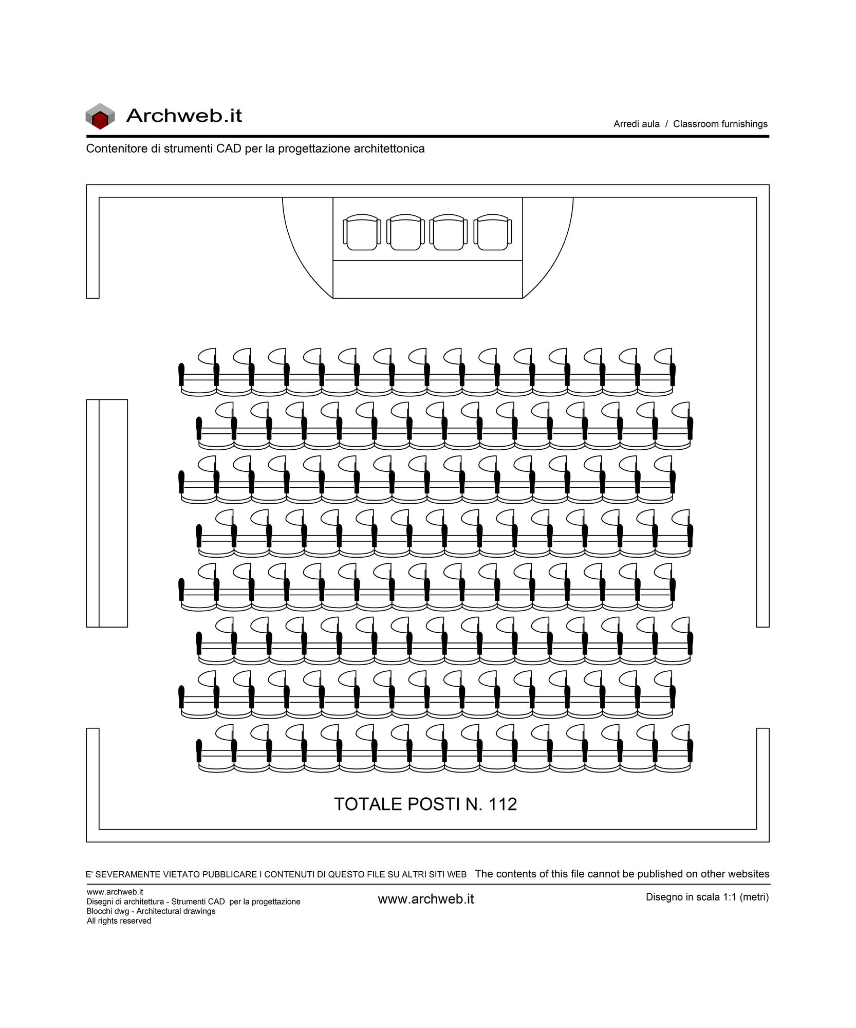 Aula arredi pianta 03 - Disegno dwg in scala 1:100 - Archweb