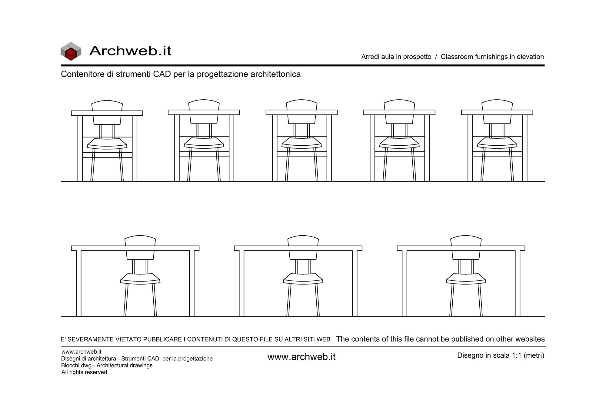 Aula arredi prospetto 01 - Disegno dwg in scala 1:100 - Archweb