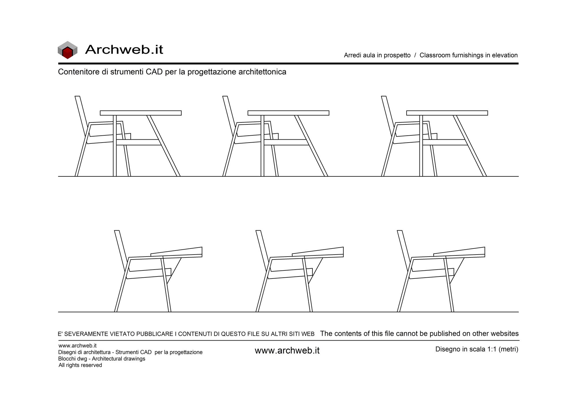 Aula arredi prospetto 02 - Disegno dwg in scala 1:100 - Archweb