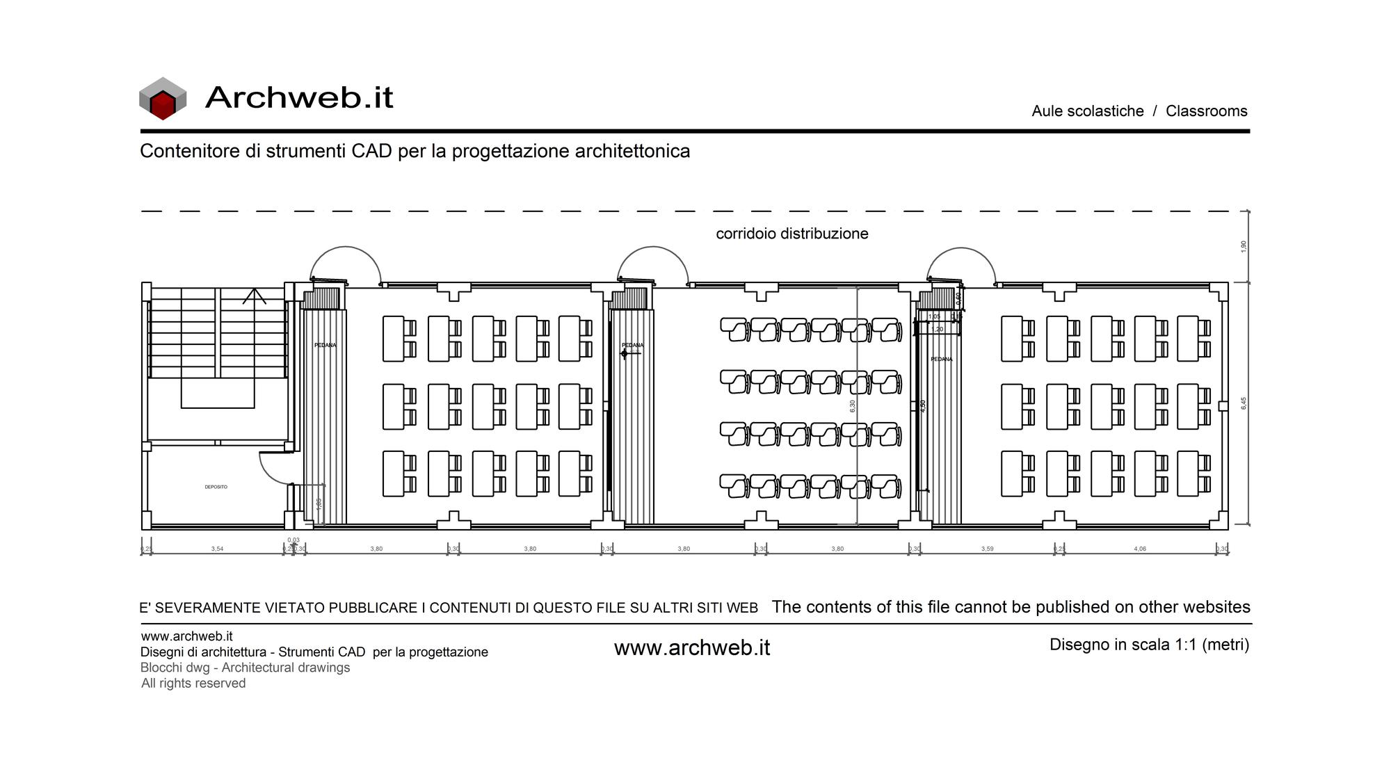 Plan classrooms 01 - 1:100 scale dwg drawing - Archweb