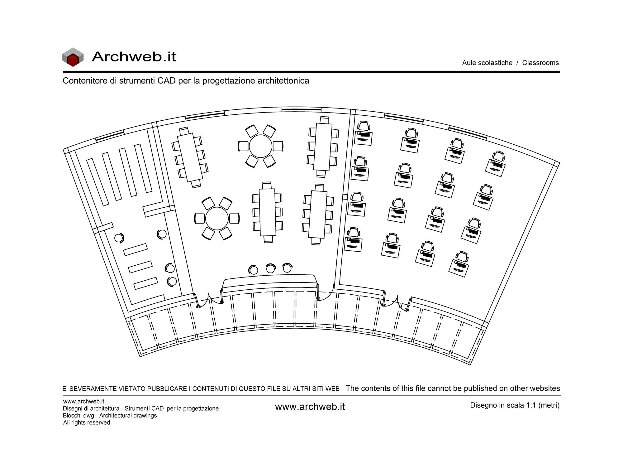 Aule scolastiche 04 - Disegno dwg in scala 1:100 - Archweb