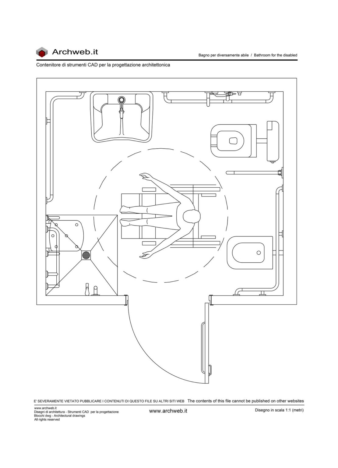 Baños para personas con discapacidad - Archweb dwg