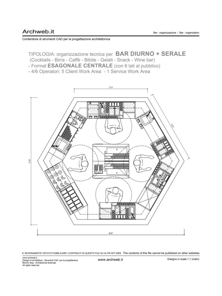 Bar chiosco esagonale dwg