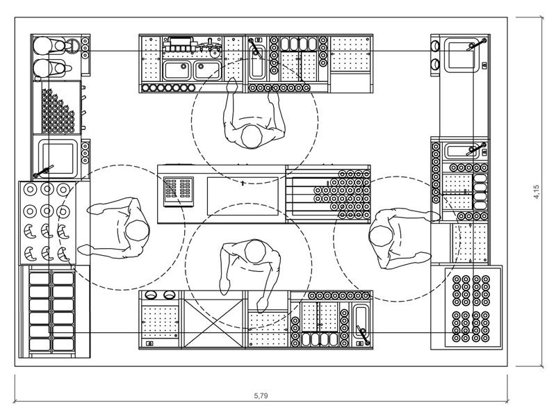 Bar chiosco rettangolare dwg