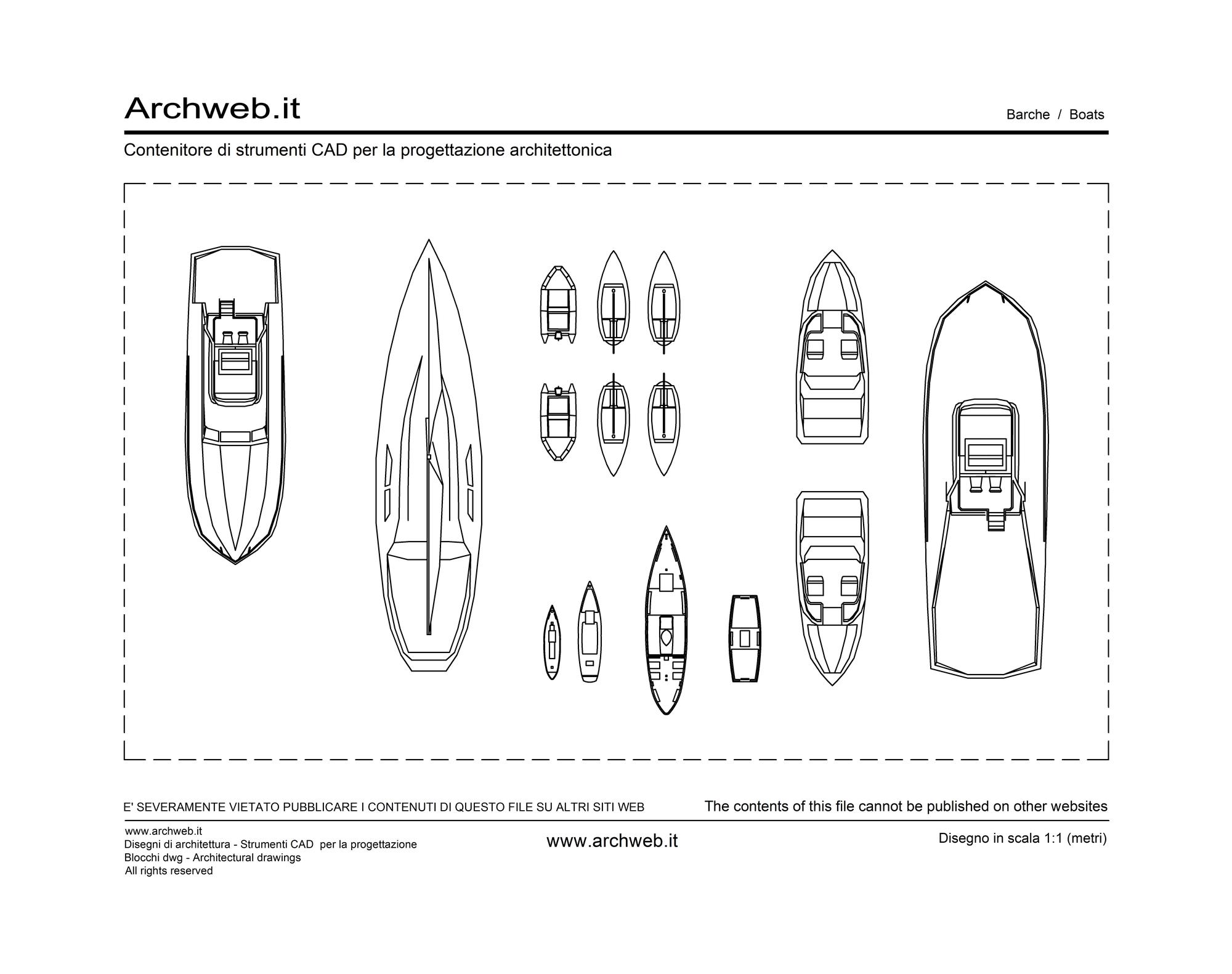 Plan drawing of the various boats