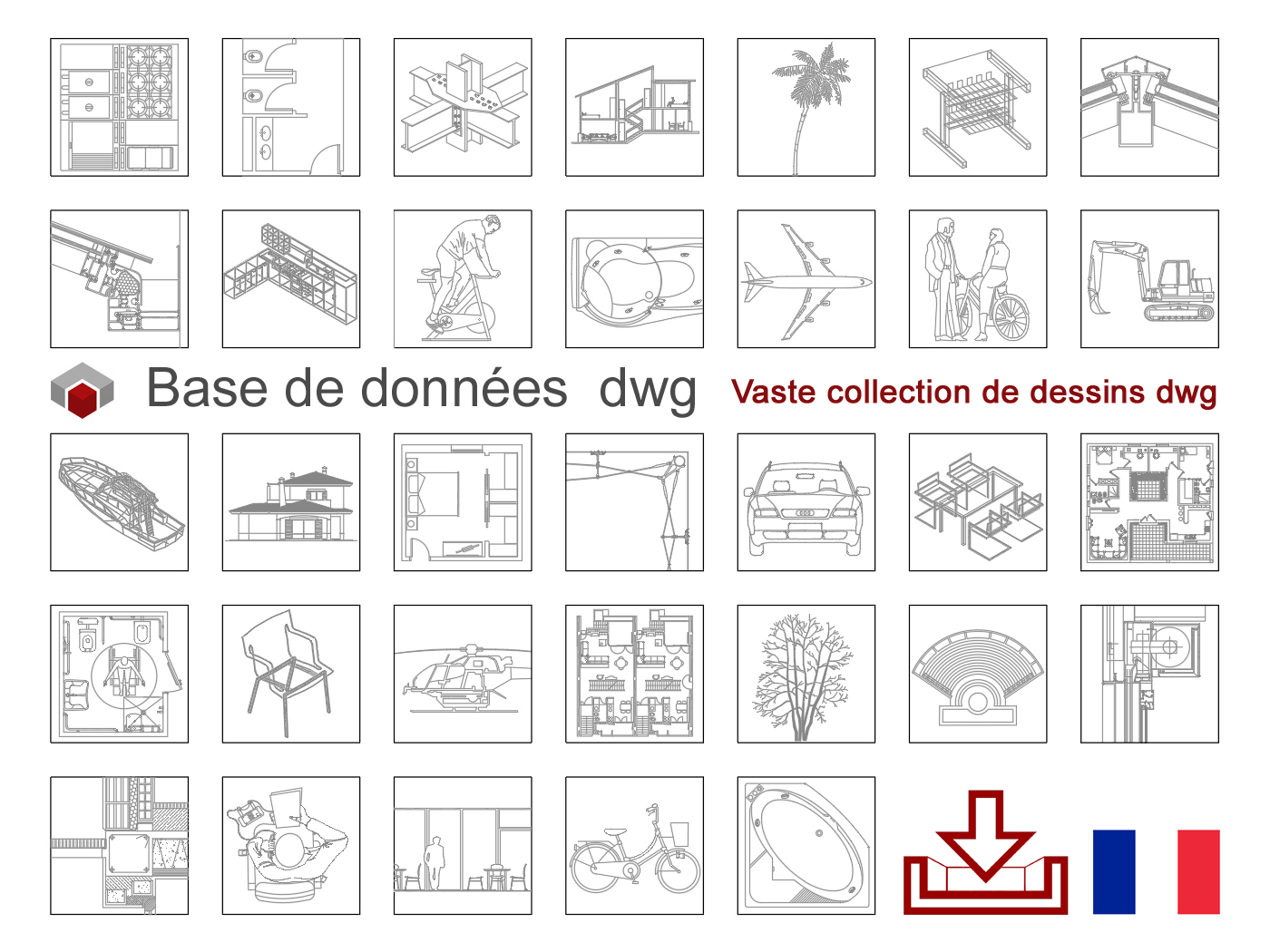 Téléchargement de la base de données dwg en français. Archweb