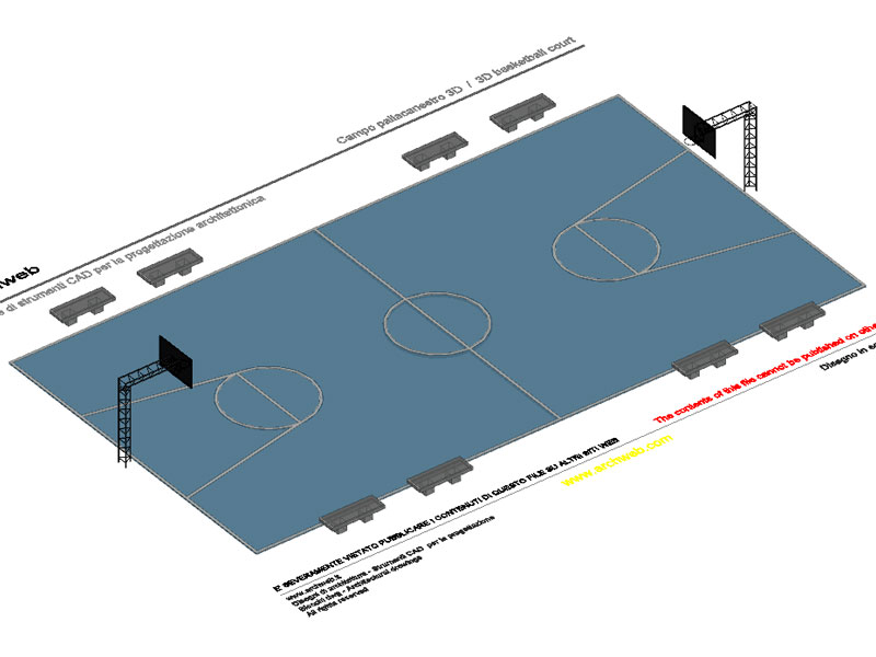 3D basketball court 03 dwg Archweb