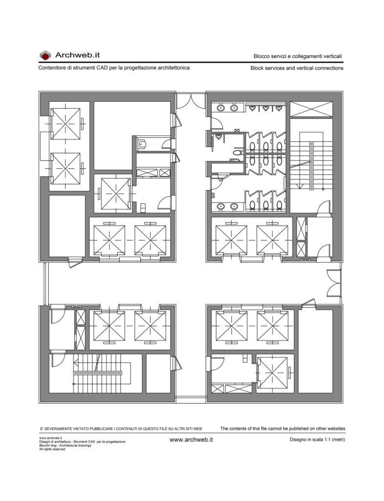 Blocco ascensori scale servizi 04 dwg