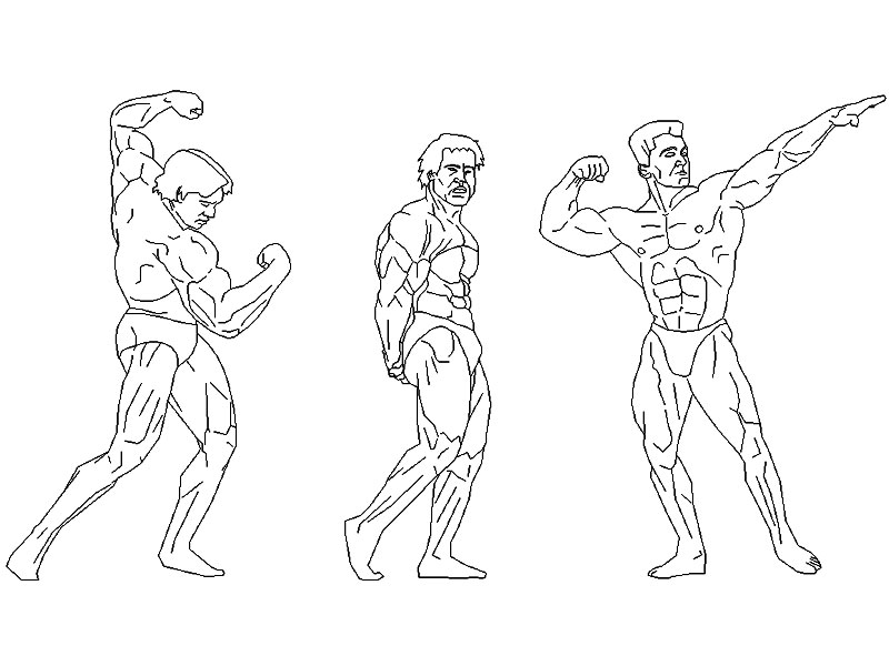 Bodybuilders three figures Archweb dwg preview