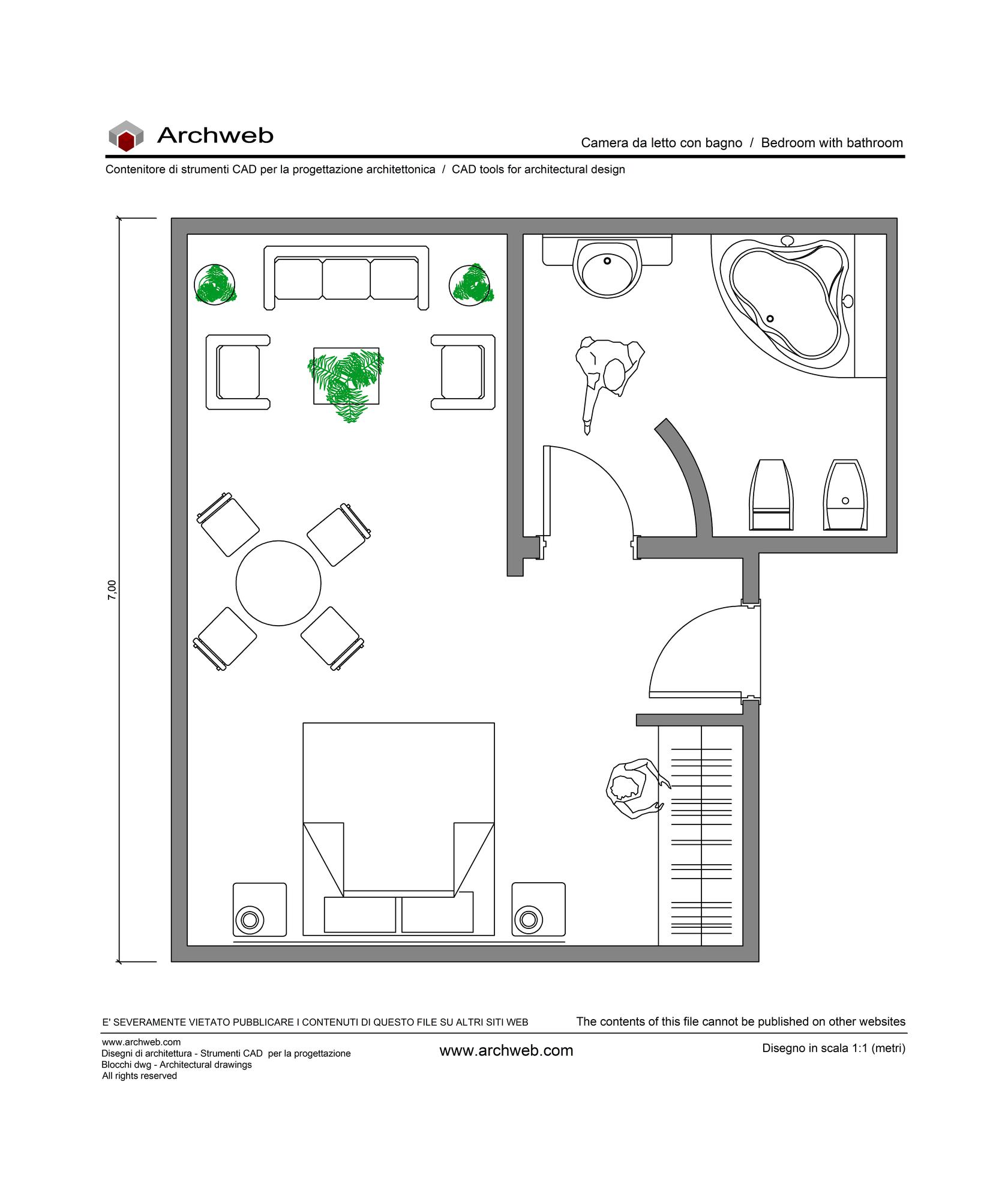 Camera da letto-bagno 16 dwg