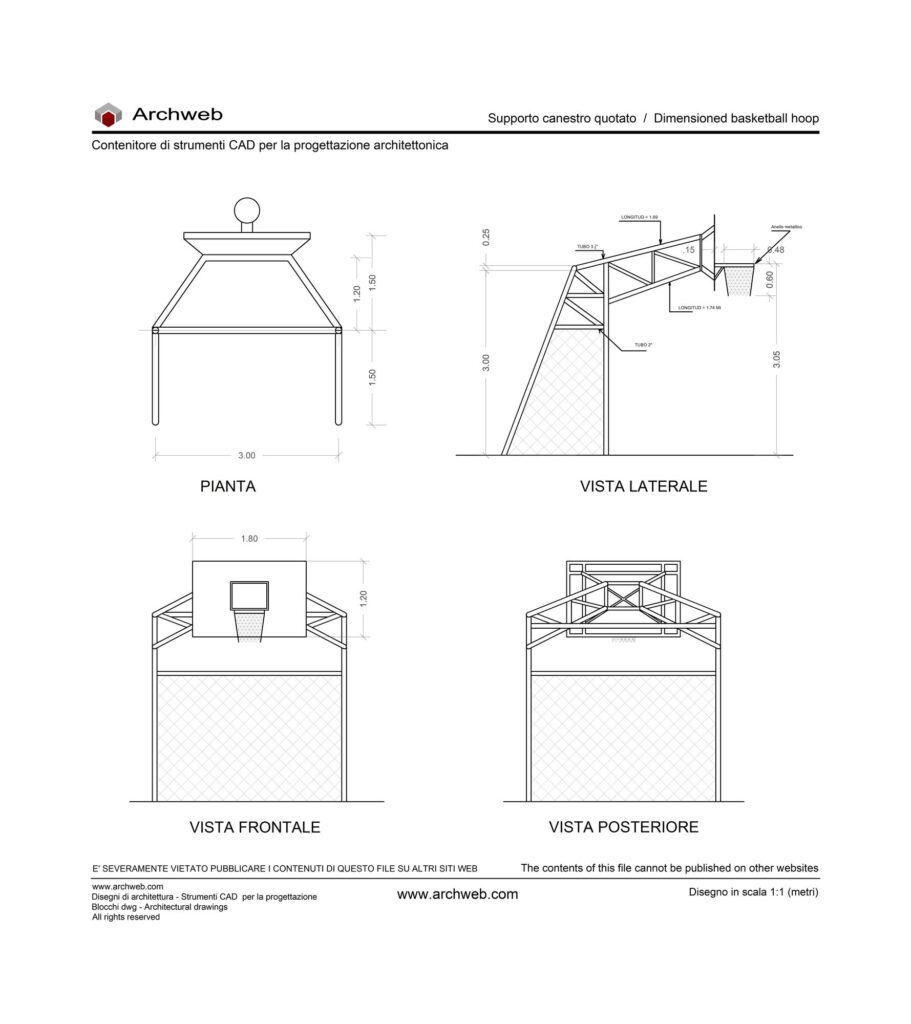 Canestro quotato dwg Archweb