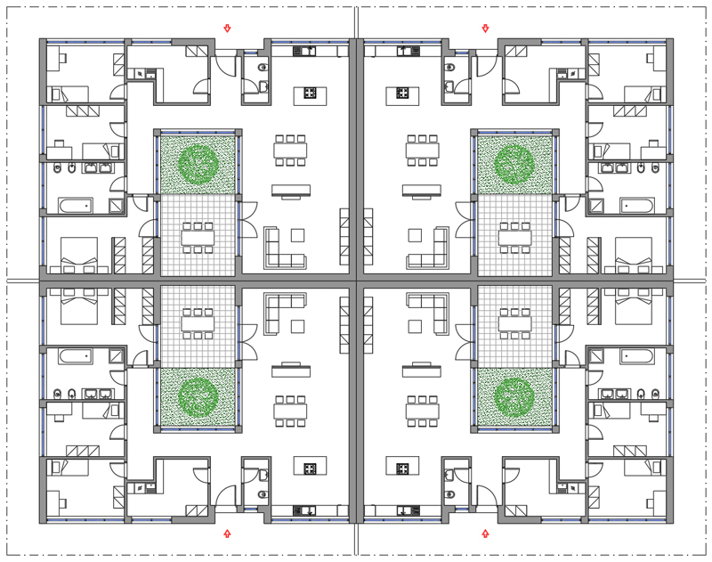 Casa con patio 12 dwg