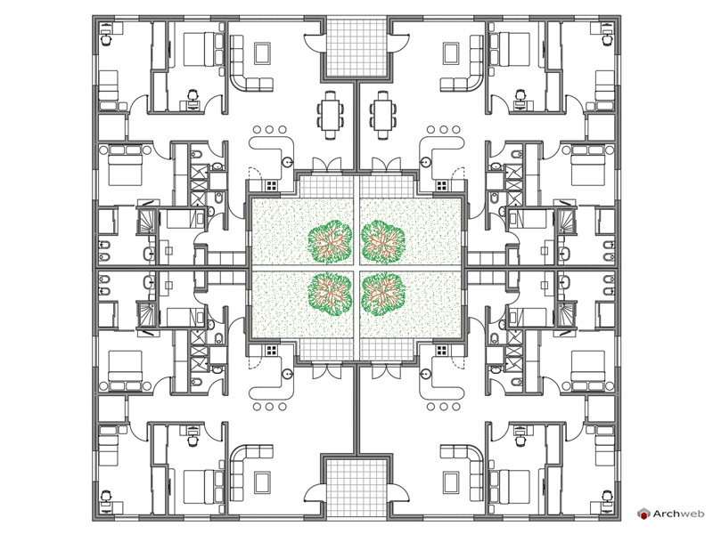 Patio house 14 dwg