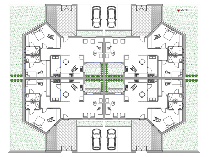 Casa con patio 16 dwg