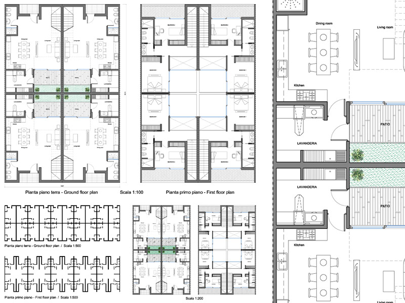 Row house with patio 19 dwg