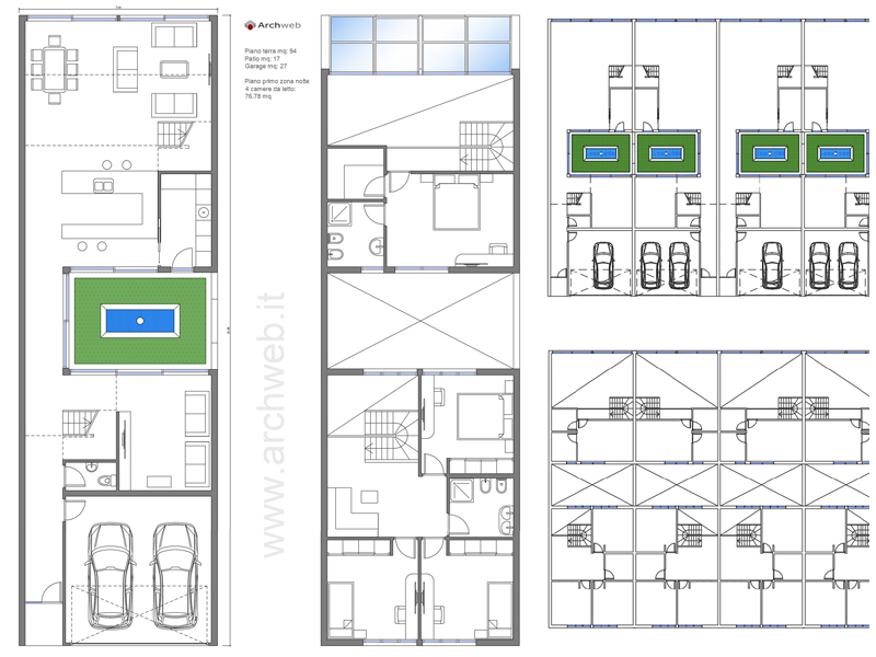 Case a schiera con patio 15 dwg