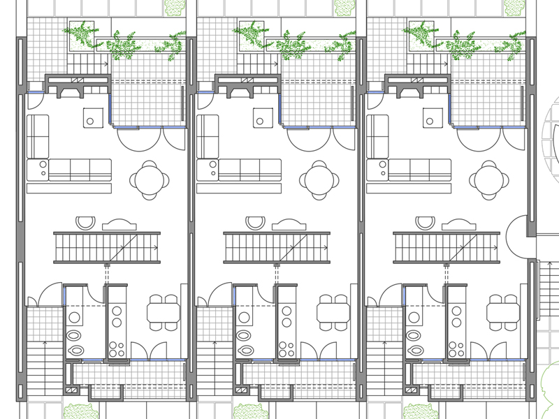 Rossi row houses in Genzano di Roma dwg