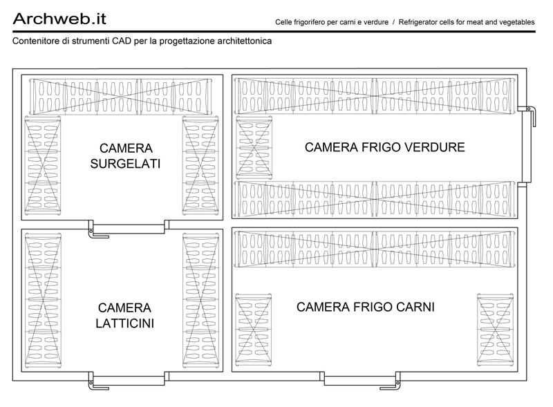 Cella frigorifero carni verdure dwg