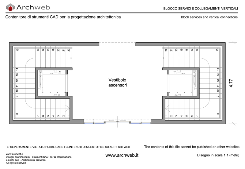 Drawing of vertical connections and elevator vestibule