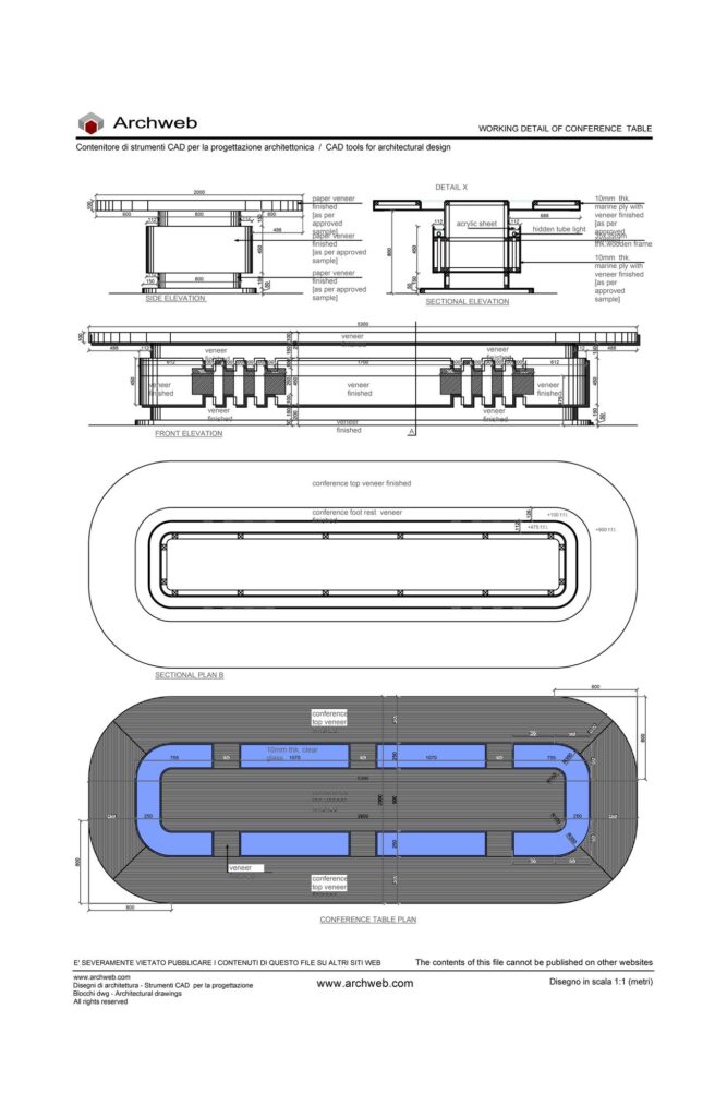 Dettaglio tavolo conferenze dwg Archweb