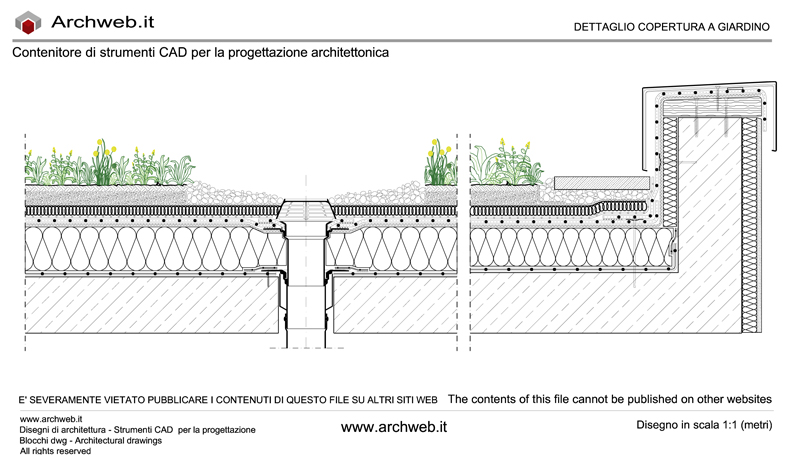 Dettaglio copertura tetto giardino dwg Archweb